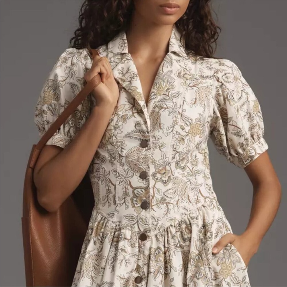 NWT! Anthropologie Pilcro Short-Sleeve Denim Midi Shirt Dress - US 8⚽️ - Picture 7 of 13
